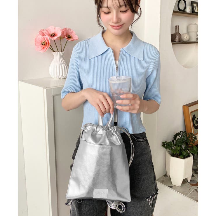 フェイクレザー2WAY巾着ショルダーバッグ | moment+ | 詳細画像21 