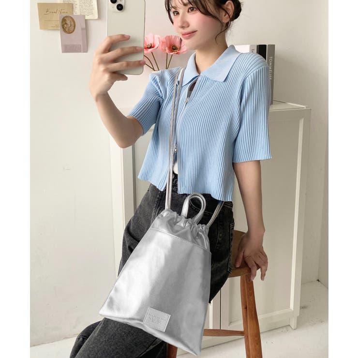 フェイクレザー2WAY巾着ショルダーバッグ | moment+ | 詳細画像23 