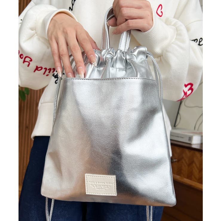 フェイクレザー2WAY巾着ショルダーバッグ | moment+ | 詳細画像3 