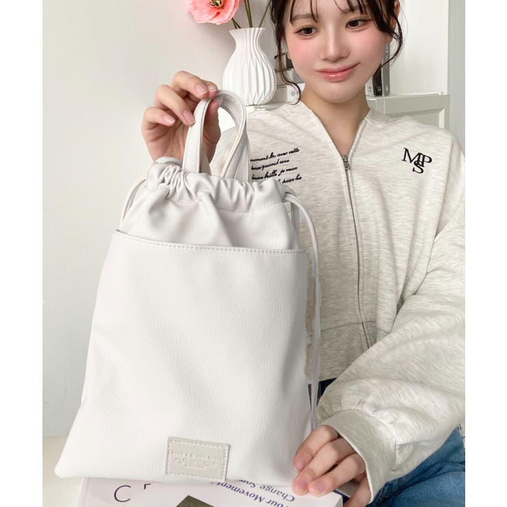 フェイクレザー2WAY巾着ショルダーバッグ | moment+ | 詳細画像32 