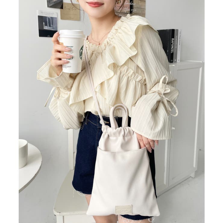 フェイクレザー2WAY巾着ショルダーバッグ | moment+ | 詳細画像36 