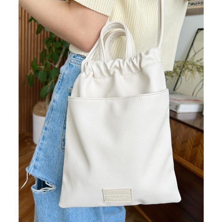 フェイクレザー2WAY巾着ショルダーバッグ | moment+ | 詳細画像5 