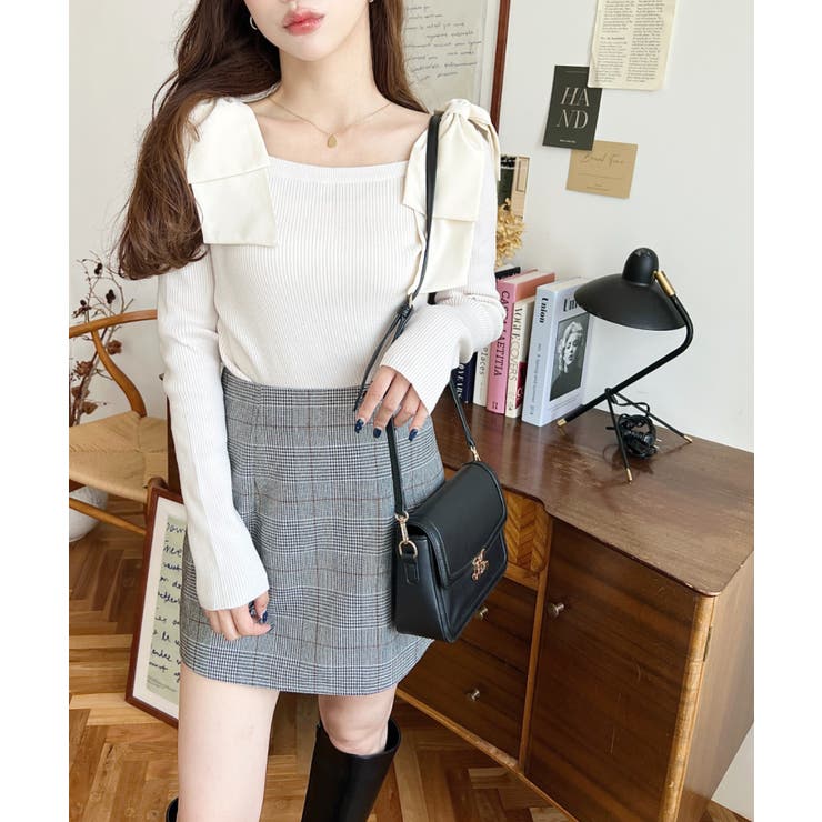 フェイクレザー＆モノグラム/キャンバスショルダーバッグ[品番