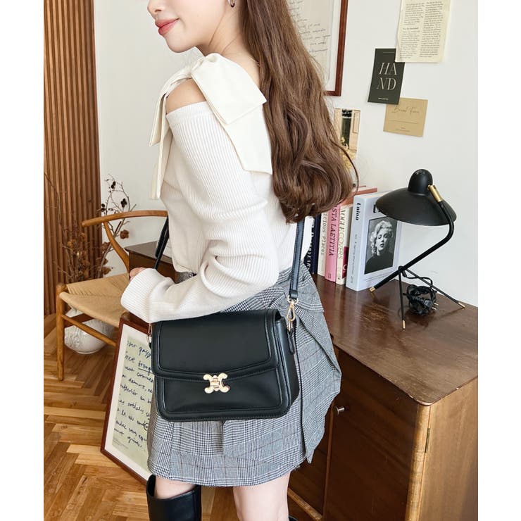 フェイクレザー＆モノグラム/キャンバスショルダーバッグ[品番