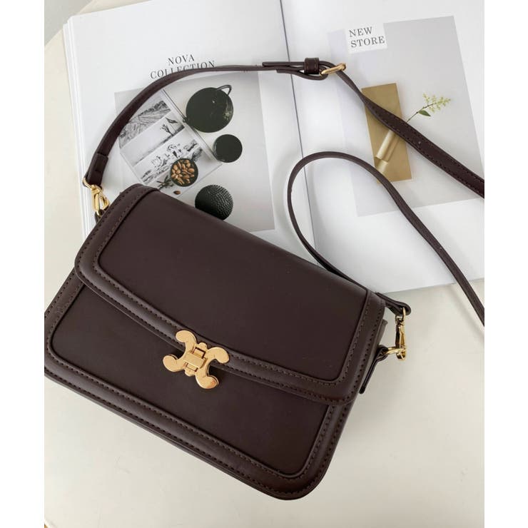 フェイクレザー＆モノグラム/キャンバスショルダーバッグ[品番