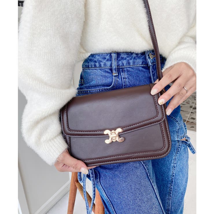 フェイクレザー＆モノグラム/キャンバスショルダーバッグ[品番