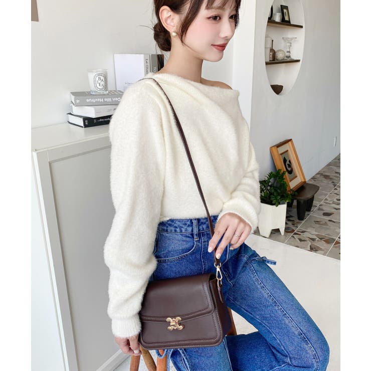 フェイクレザー＆モノグラム/キャンバスショルダーバッグ[品番