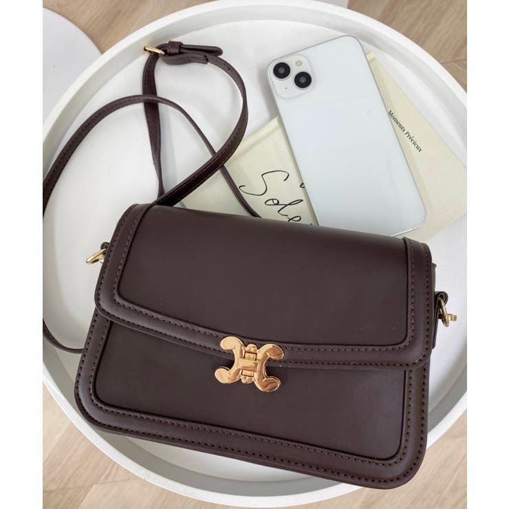 フェイクレザー＆モノグラム/キャンバスショルダーバッグ[品番