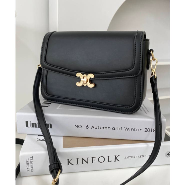 フェイクレザー＆モノグラム/キャンバスショルダーバッグ[品番