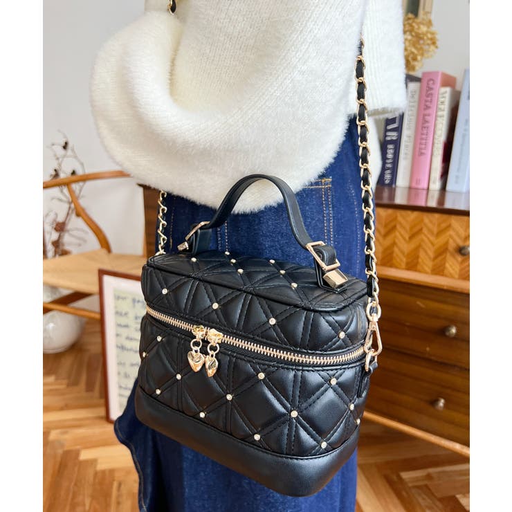 ハートチャームビジューキルティングバニティバッグ | moment+ | 詳細画像12 