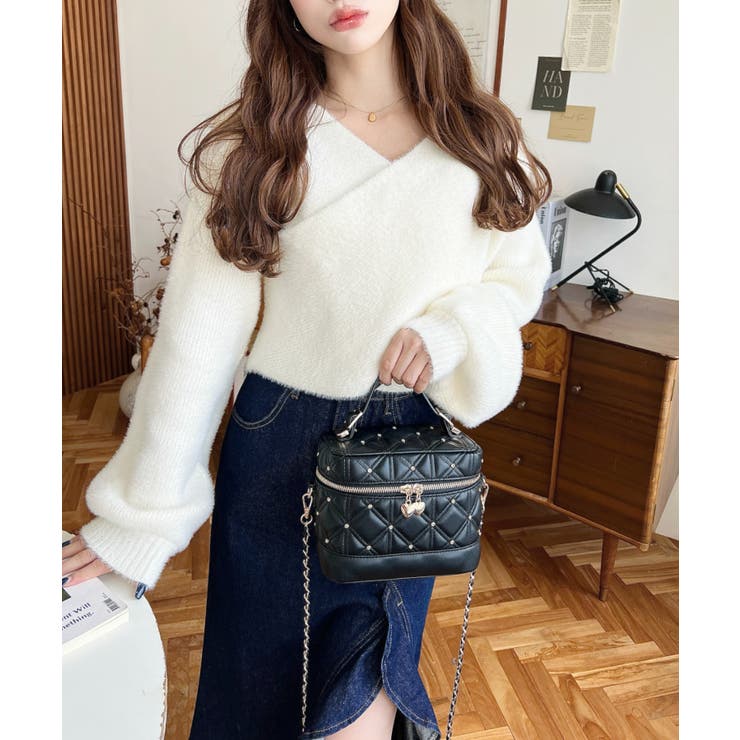 ハートチャームビジューキルティングバニティバッグ | moment+ | 詳細画像13 