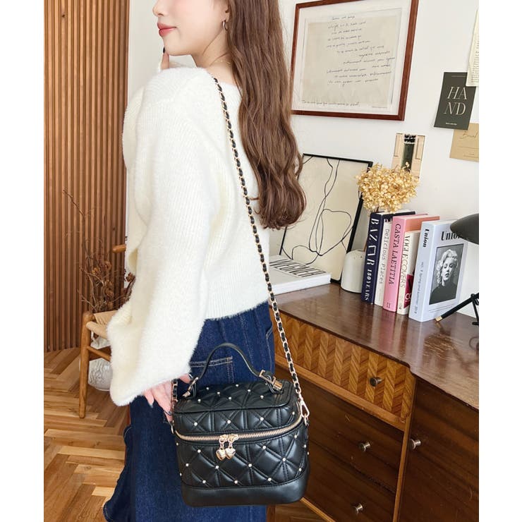 ハートチャームビジューキルティングバニティバッグ | moment+ | 詳細画像15 