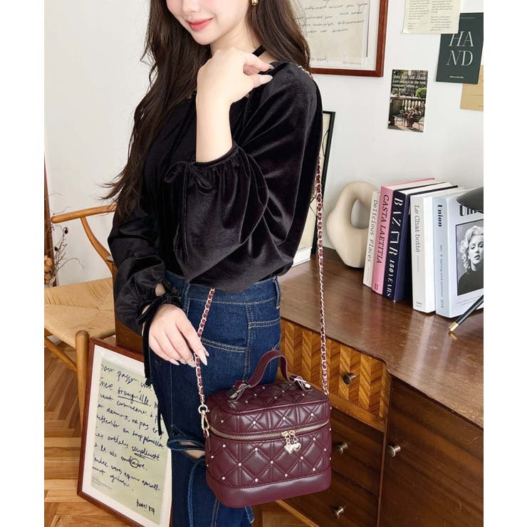 ハートチャームビジューキルティングバニティバッグ | moment+ | 詳細画像25 