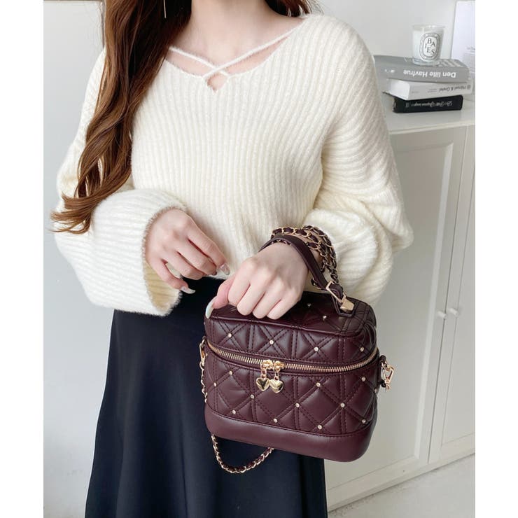 ハートチャームビジューキルティングバニティバッグ | moment+ | 詳細画像31 