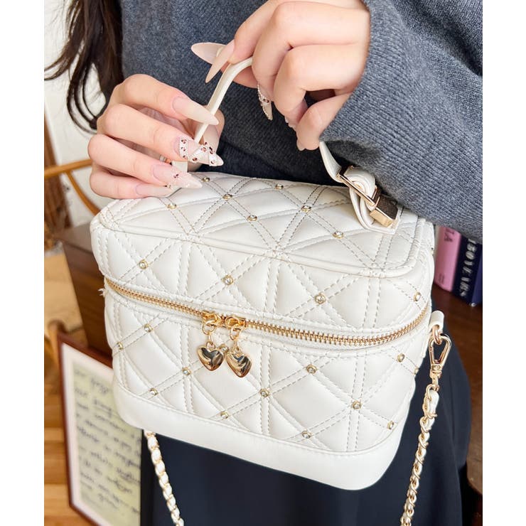 ハートチャームビジューキルティングバニティバッグ | moment+ | 詳細画像7 