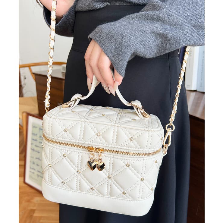 ハートチャームビジューキルティングバニティバッグ | moment+ | 詳細画像9 