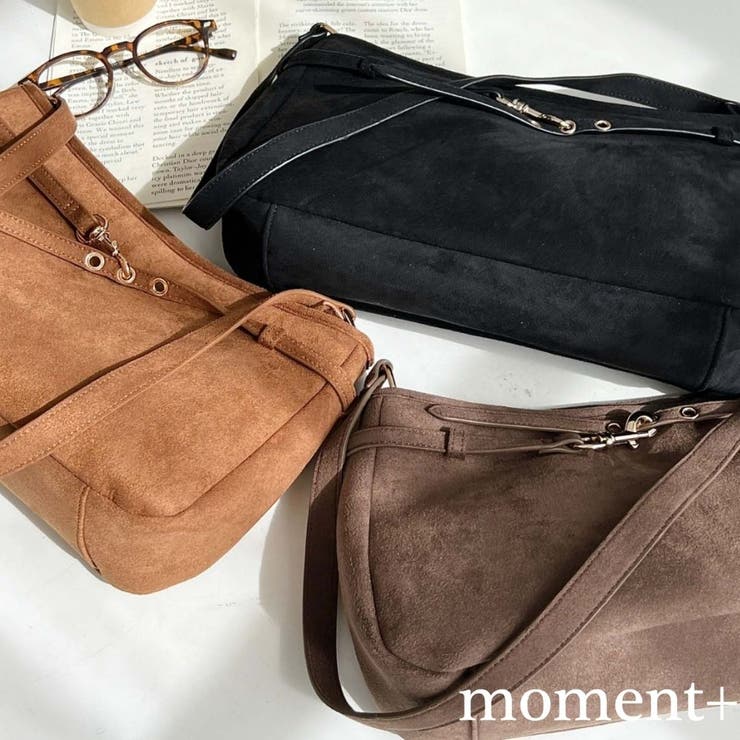 スエードフロントデザインハンドバッグ スエードバッグ | moment+ | 詳細画像1 