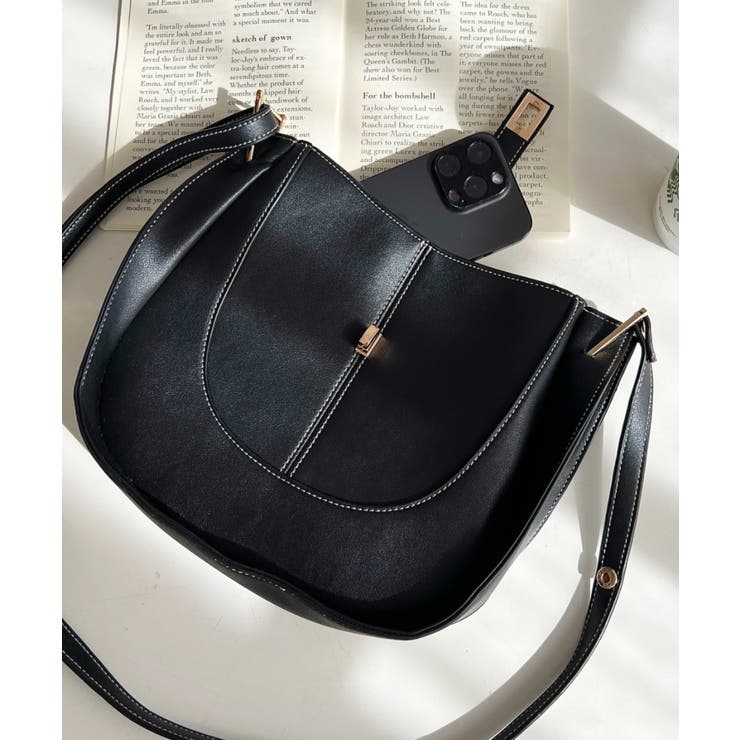 配色ステッチワンハンドラウンドショルダーバッグ[品番：ERMW0004131