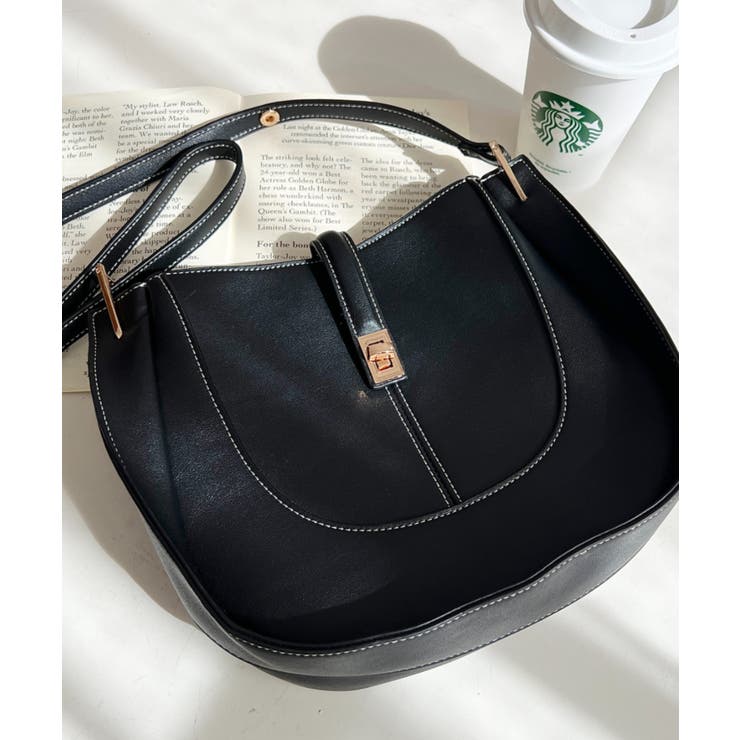 配色ステッチワンハンドラウンドショルダーバッグ | moment+ | 詳細画像9 