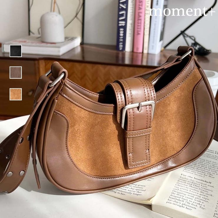 フロントバッグルデザインハーフムーンワンハンドルバッグ | moment+ | 詳細画像1 
