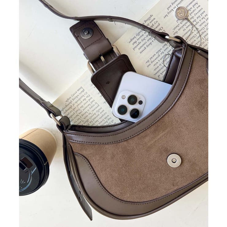 フロントバッグルデザインハーフムーンワンハンドルバッグ | moment+ | 詳細画像12 