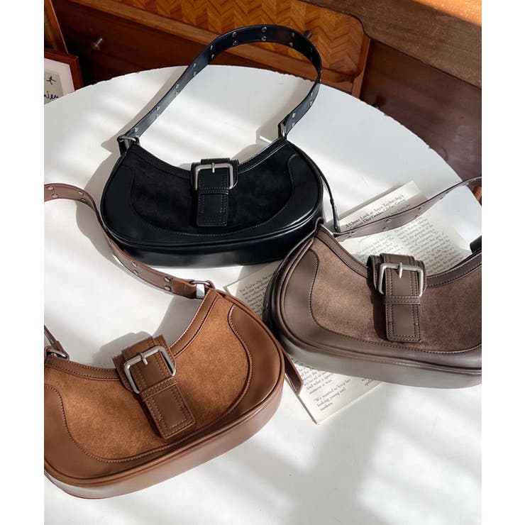 フロントバッグルデザインハーフムーンワンハンドルバッグ | moment+ | 詳細画像17 