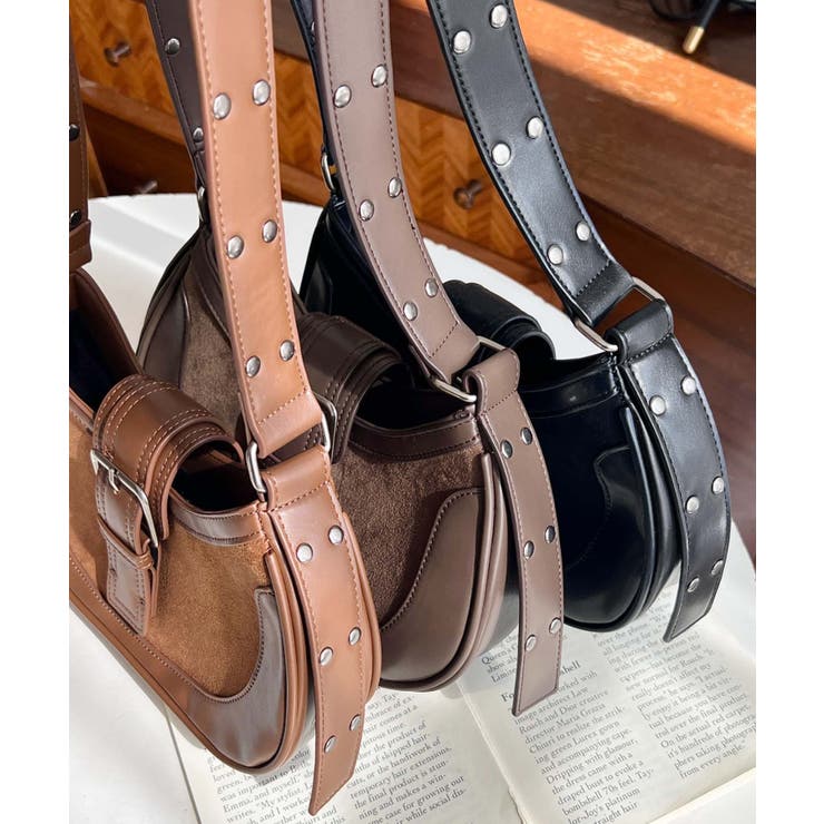 フロントバッグルデザインハーフムーンワンハンドルバッグ | moment+ | 詳細画像19 