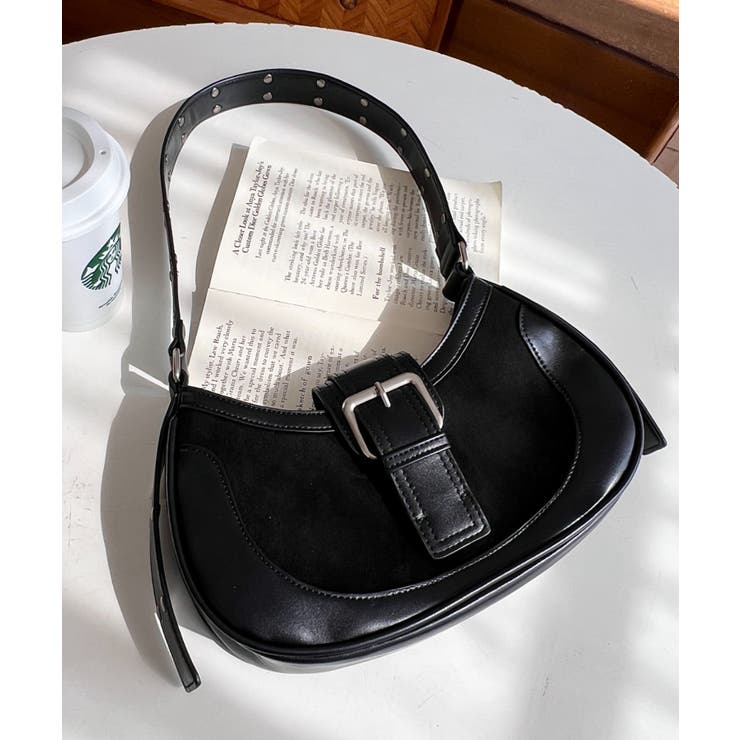 フロントバッグルデザインハーフムーンワンハンドルバッグ | moment+ | 詳細画像2 