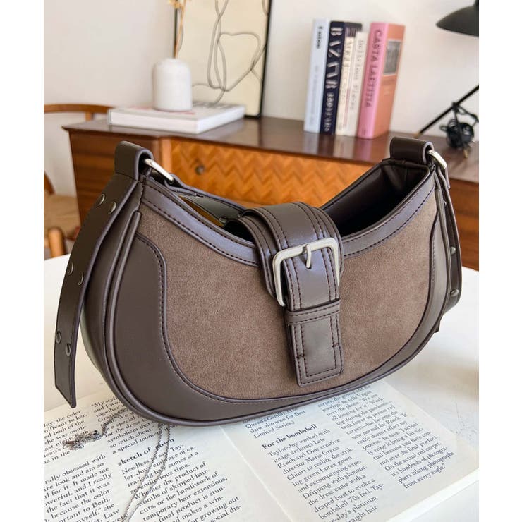 フロントバッグルデザインハーフムーンワンハンドルバッグ | moment+ | 詳細画像7 