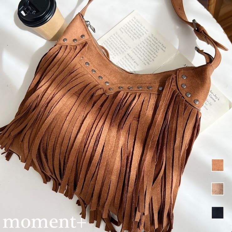 スタッズデザインベルトショルダーフリンジバッグ | moment+ | 詳細画像1 