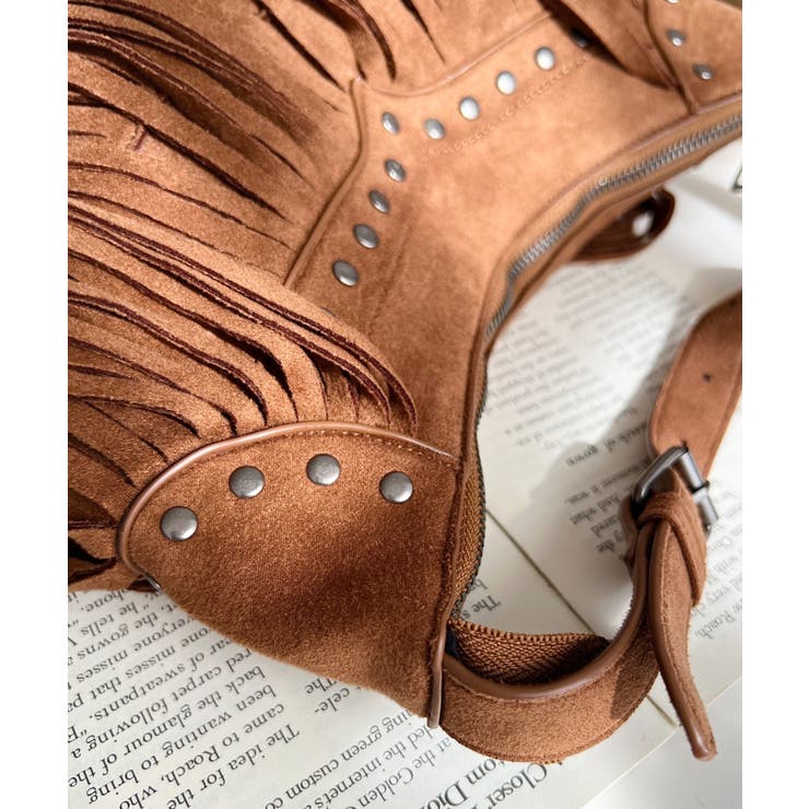 スタッズデザインベルトショルダーフリンジバッグ | moment+ | 詳細画像16 