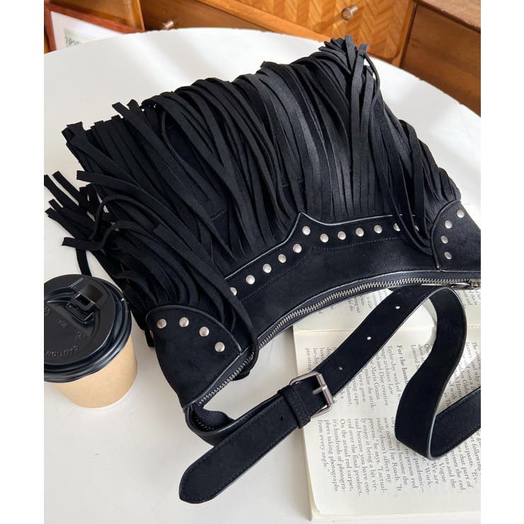 スタッズデザインベルトショルダーフリンジバッグ | moment+ | 詳細画像2 