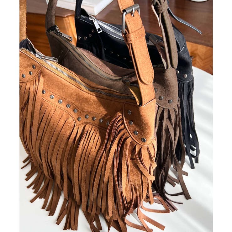 スタッズデザインベルトショルダーフリンジバッグ | moment+ | 詳細画像20 