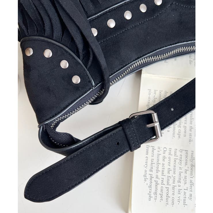 スタッズデザインベルトショルダーフリンジバッグ | moment+ | 詳細画像3 