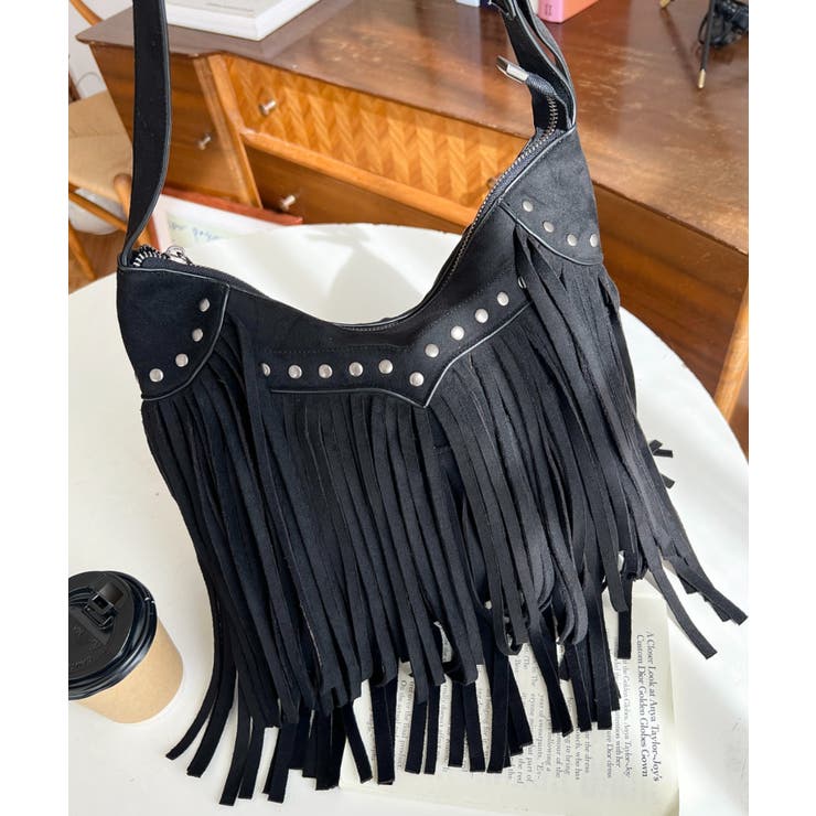 スタッズデザインベルトショルダーフリンジバッグ | moment+ | 詳細画像5 