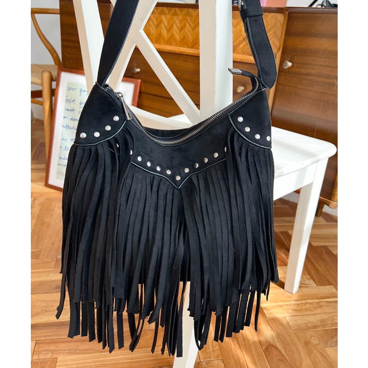 スタッズデザインベルトショルダーフリンジバッグ | moment+ | 詳細画像6 