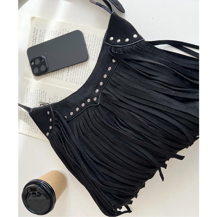 スタッズデザインベルトショルダーフリンジバッグ | moment+ | 詳細画像7 