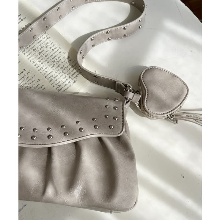 ハートチャーム付きギャザーデザインスタッズバッグ | moment+ | 詳細画像11 