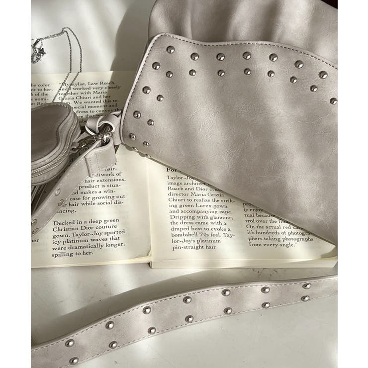 ハートチャーム付きギャザーデザインスタッズバッグ | moment+ | 詳細画像12 