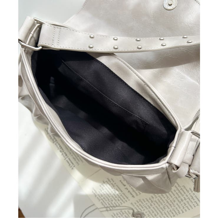 ハートチャーム付きギャザーデザインスタッズバッグ | moment+ | 詳細画像14 