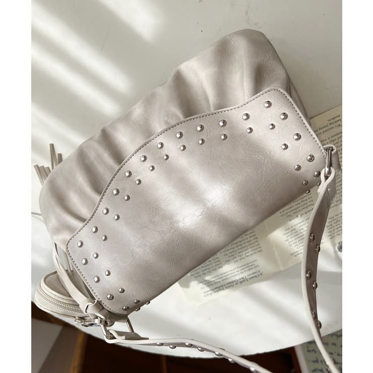 ハートチャーム付きギャザーデザインスタッズバッグ | moment+ | 詳細画像17 