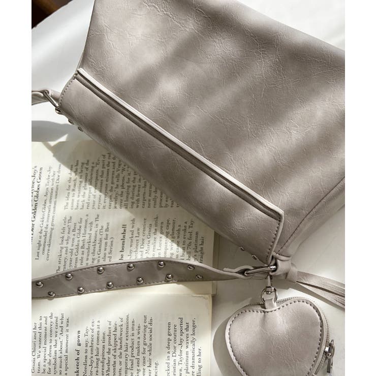 ハートチャーム付きギャザーデザインスタッズバッグ | moment+ | 詳細画像20 