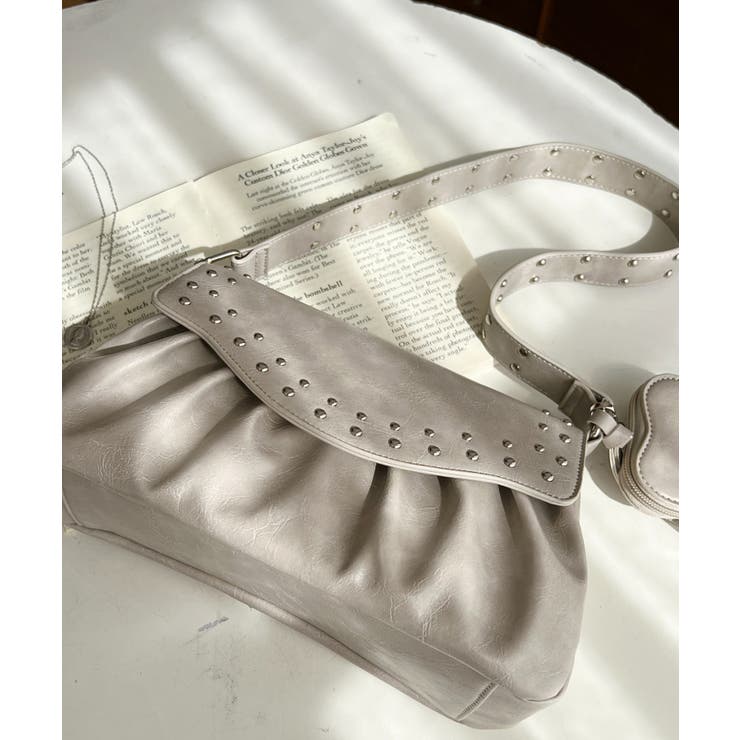 ハートチャーム付きギャザーデザインスタッズバッグ | moment+ | 詳細画像21 