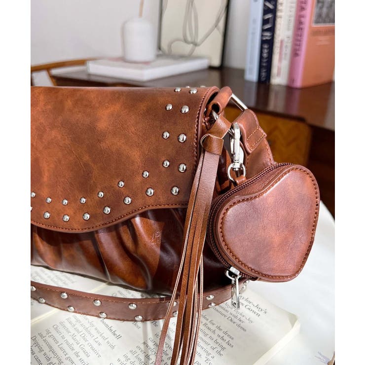 ハートチャーム付きギャザーデザインスタッズバッグ | moment+ | 詳細画像26 