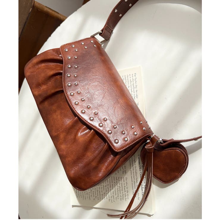 ハートチャーム付きギャザーデザインスタッズバッグ | moment+ | 詳細画像27 