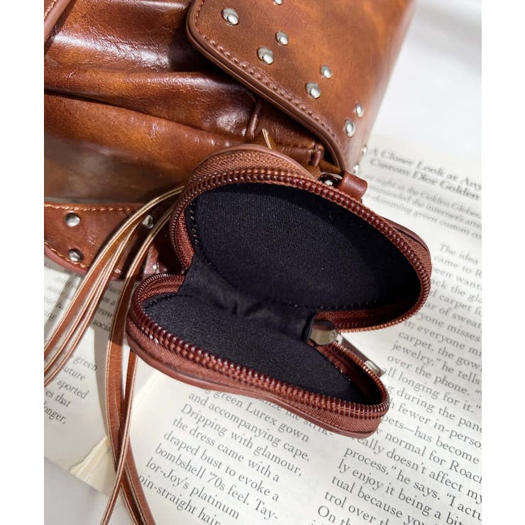 ハートチャーム付きギャザーデザインスタッズバッグ | moment+ | 詳細画像29 