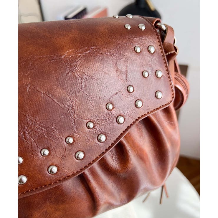 ハートチャーム付きギャザーデザインスタッズバッグ | moment+ | 詳細画像30 