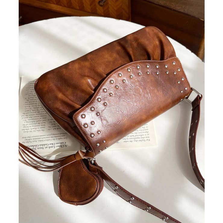 ハートチャーム付きギャザーデザインスタッズバッグ | moment+ | 詳細画像32 