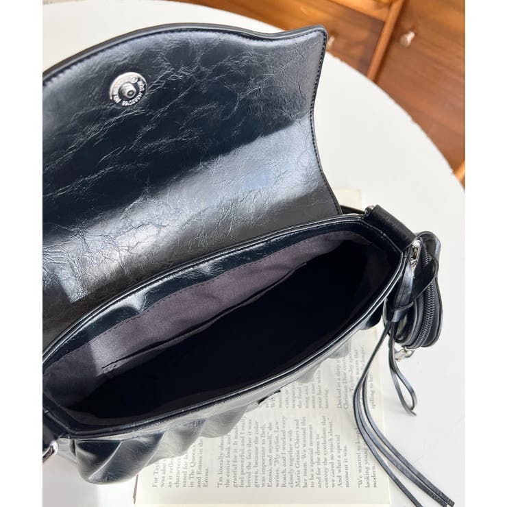 ハートチャーム付きギャザーデザインスタッズバッグ | moment+ | 詳細画像4 