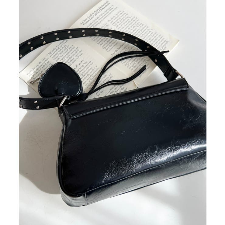 ハートチャーム付きギャザーデザインスタッズバッグ | moment+ | 詳細画像9 